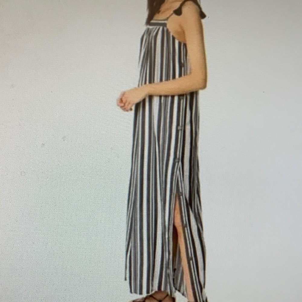 Madewell Black and White Striped Maxi Dress
